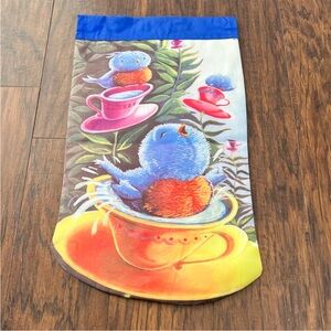 Evergreen enterprises bluebirds in teacups garden flag outdoor decor